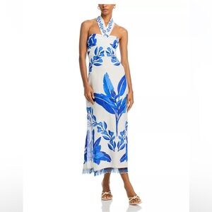 FARM Rio Blue and White Midi Dress - NWT!
